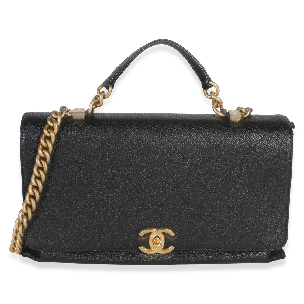 Chanel Black Quilted Caviar Medium Chic Affinity Top Handle Bag